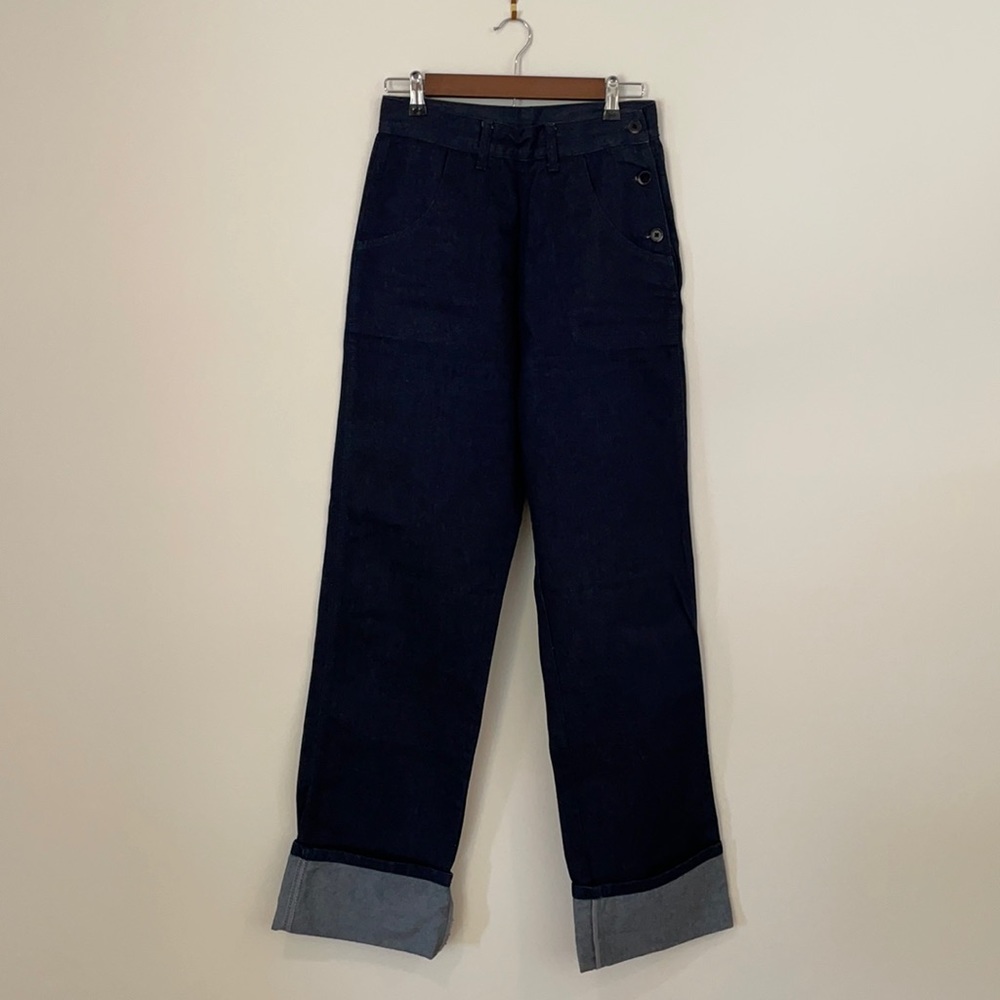 Freddie’s of Pinewood 50s button jean with super high sailor style waist